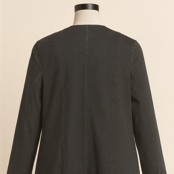 Jessica London Black Embroidered Long Jacket – Floral Rust Trim – Women’s - Picture 3 of 5